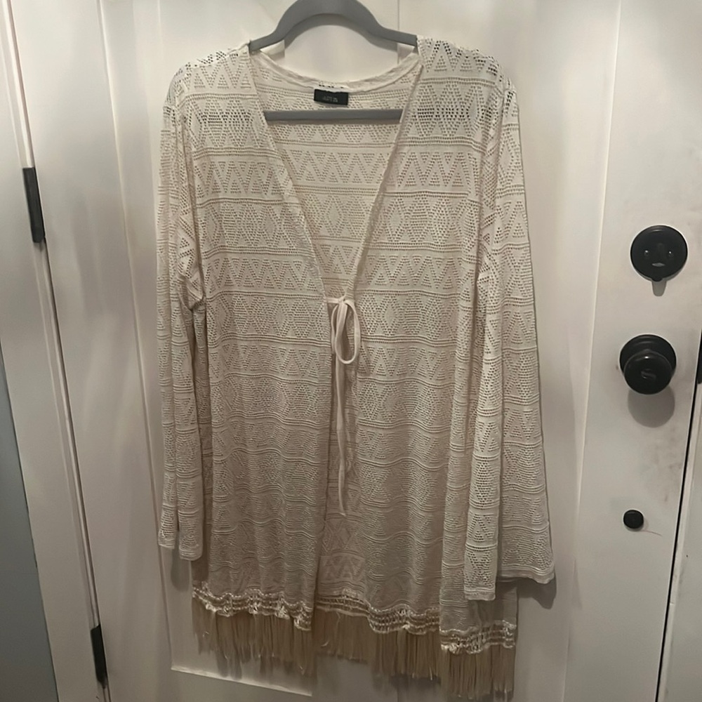 Ivory boho tie cardigan